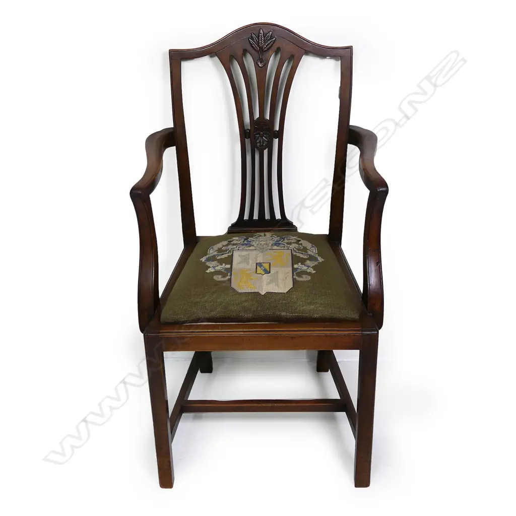 C.1900 HEPPLEWHITE STYLE MAHOGANY ARMCHAIR Image 1++