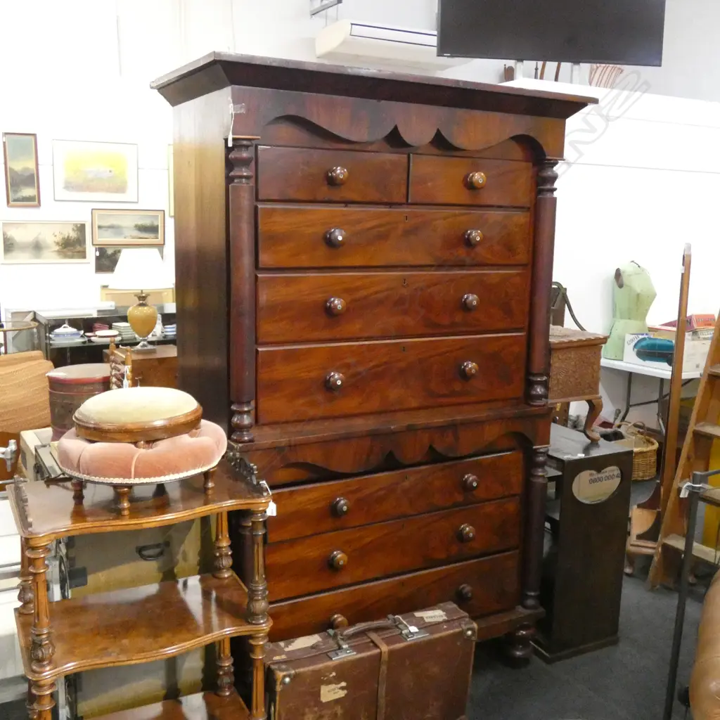 VICTORIAN MAHOGANY CHEST ON CHEST... Image 1++