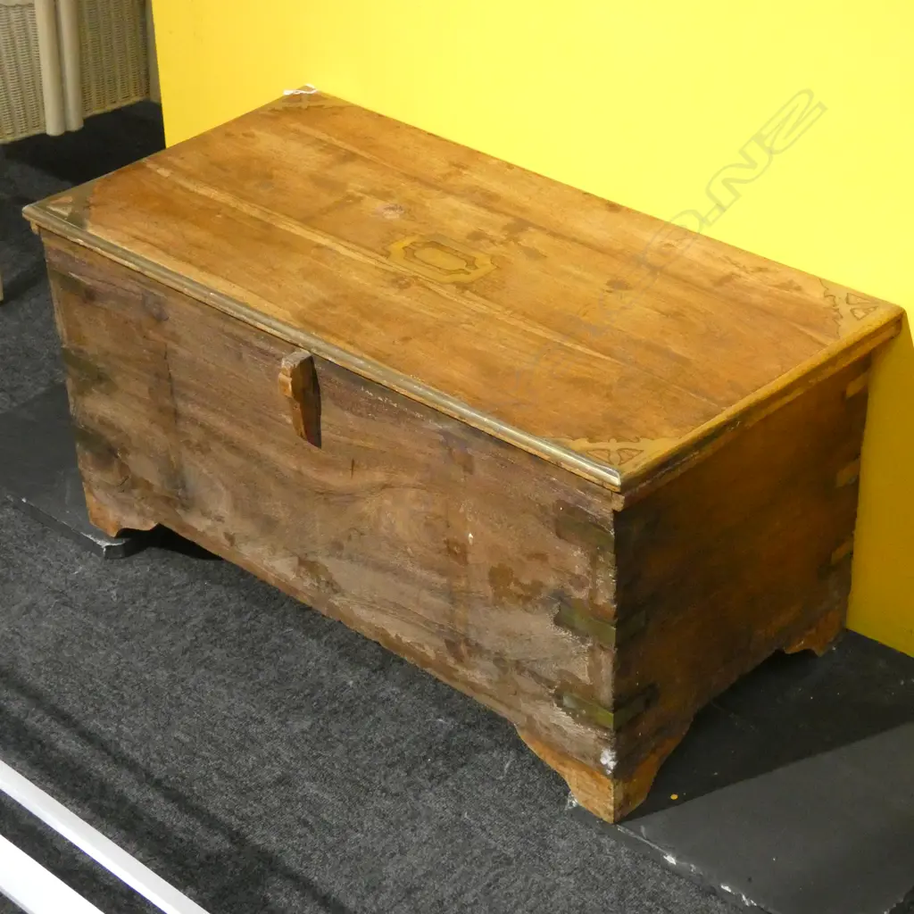 WOODEN CHEST, BRASS INLAY 750x385x375mm Image 1++