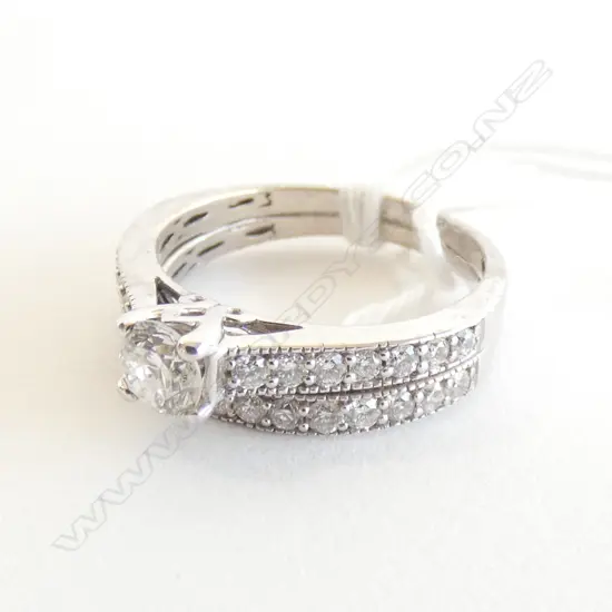 14CT WG SOLITAIRE RING SET, 1 X 42PT DIAM, 30 X 2PT DIAM, 4.28G