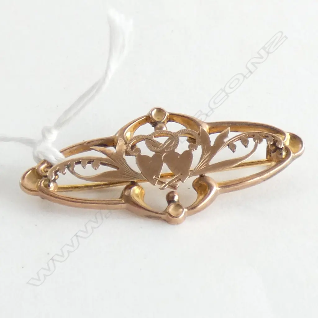 NZ 9CT GOLD BROOCH 1.91gm S. BROS.CHCH Image 1++