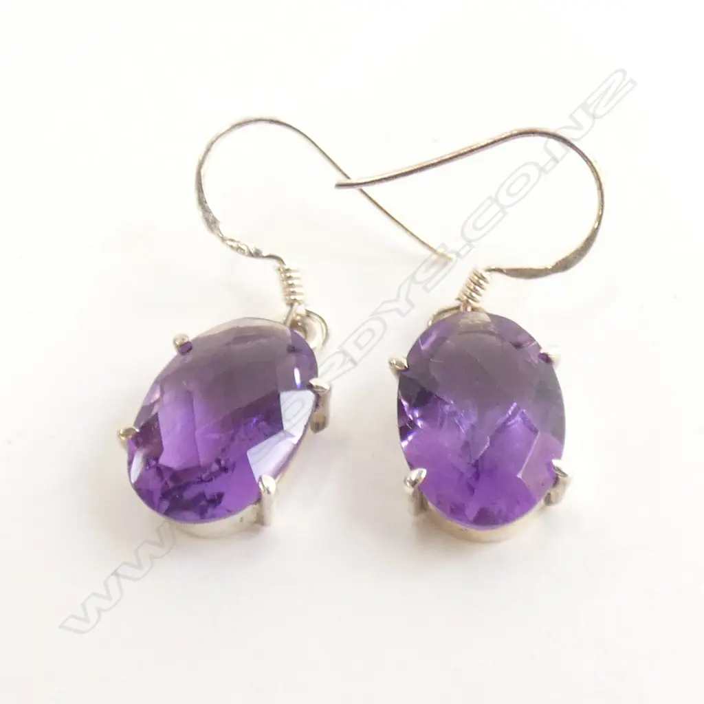AMETHYST & SILVER DROP EARRINGS Image 1++