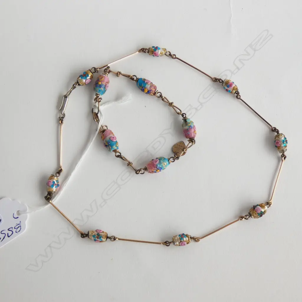 1914 AUCKLAND EXHIBITION GLASS & G/PLATE NECKLACE & BRACELET Image 1++