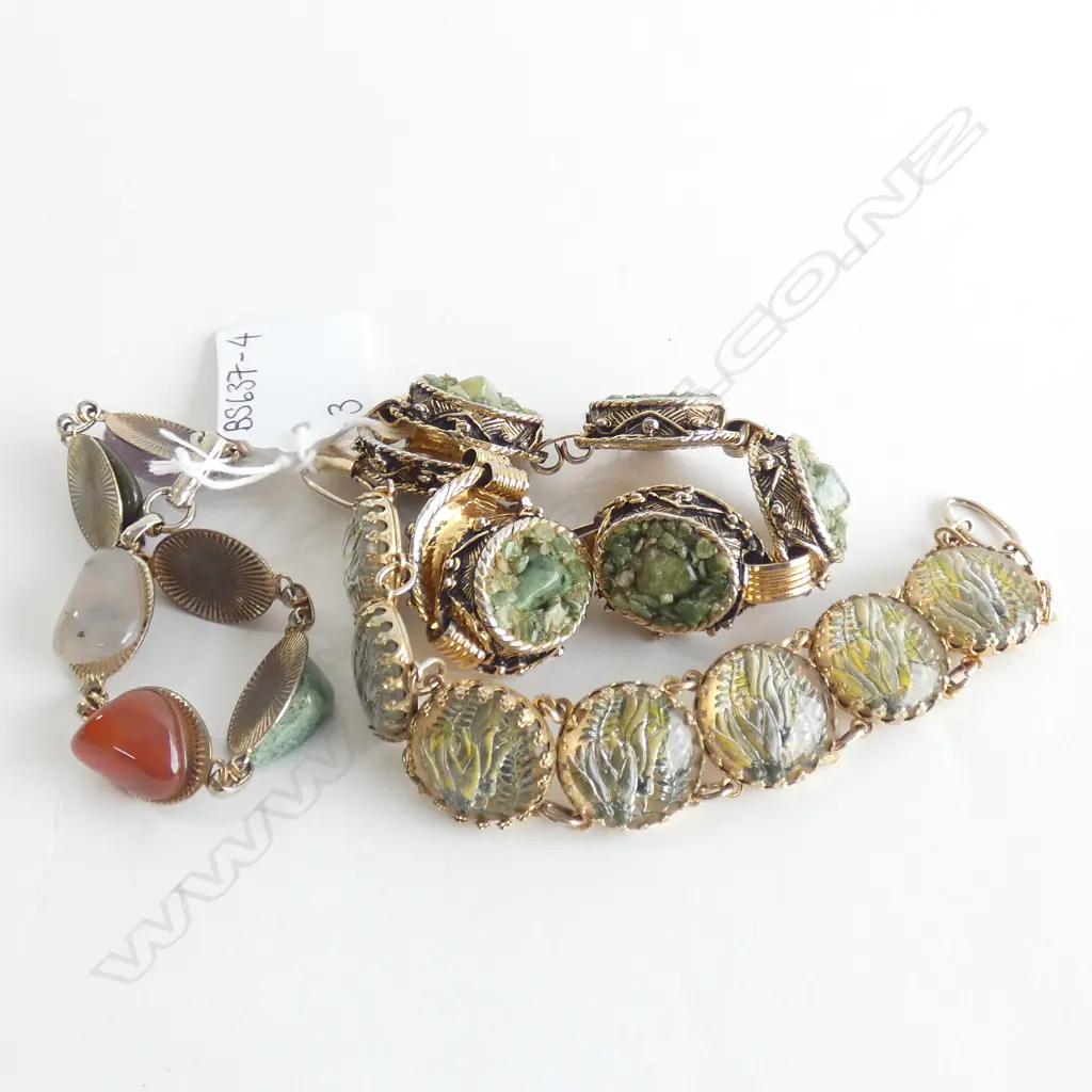 3 GOLD PLATED BRACELETS; 1 LUCITE - 1 A/F Image 1++