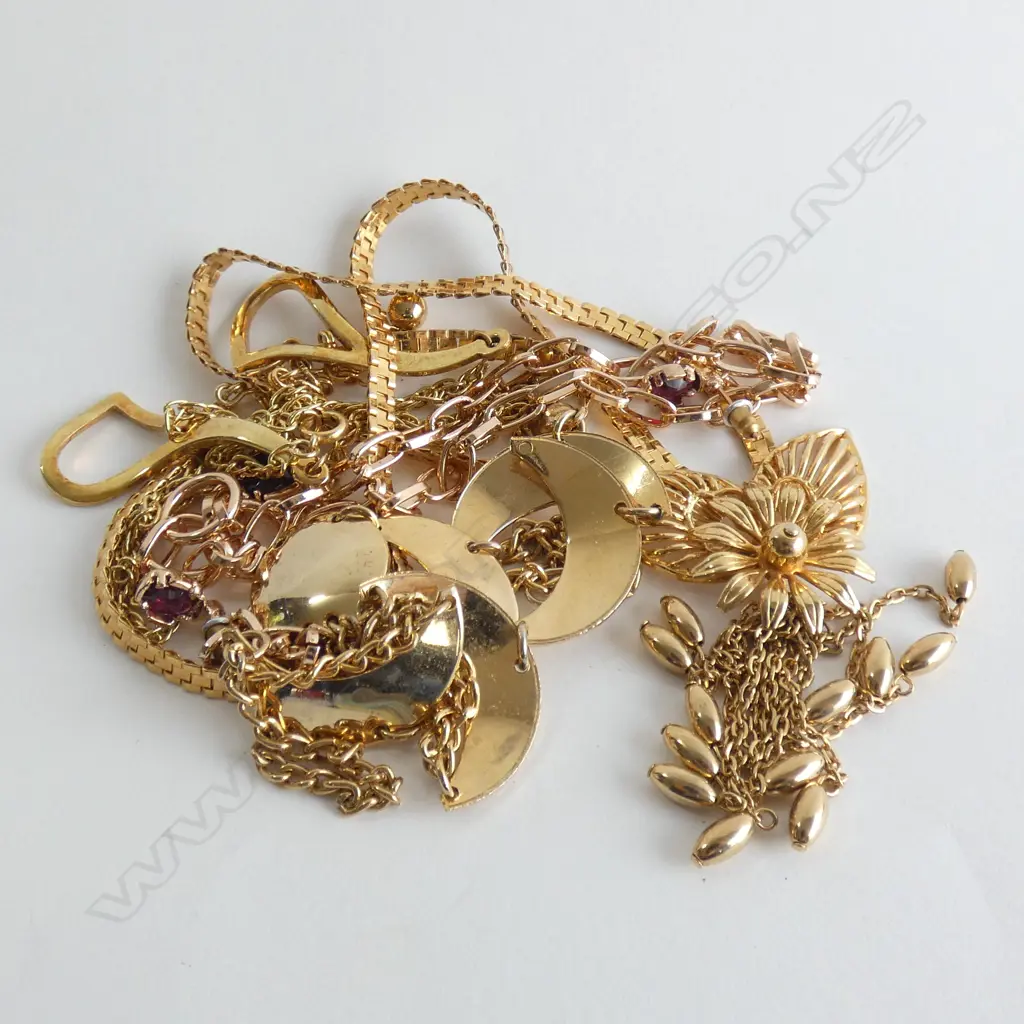 BAG ASST GOLD PLATED JEWELLERY INC 1 w GARNETS  Image 1++