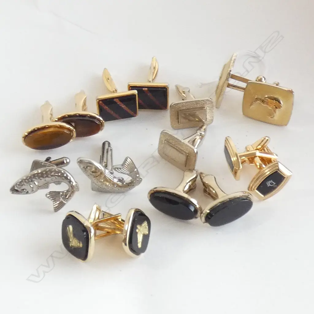8 PRS MENS CUFFLINKS; TIGERS EYE, CHRISTIAN DIOR ETC Image 1++
