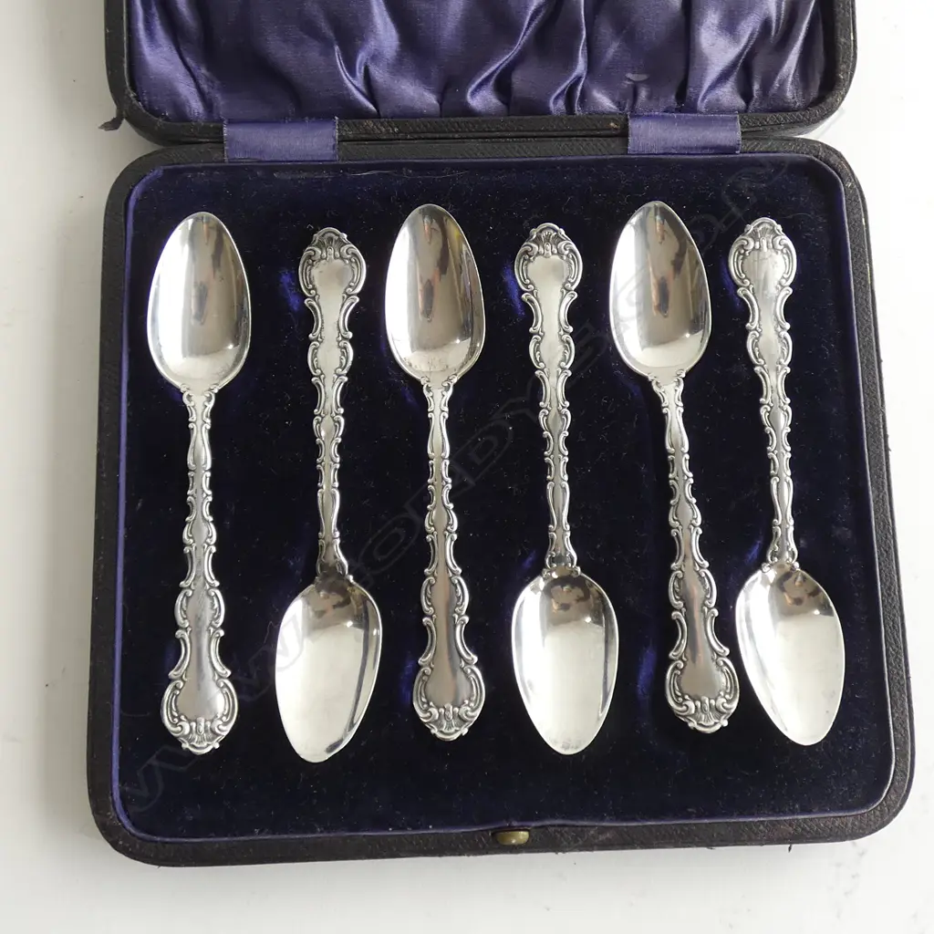 BOXED SET 6 925 SILVER TEASPOONS - WGT 88GMS Image 1++