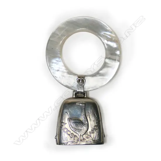 A silver baby rattle,