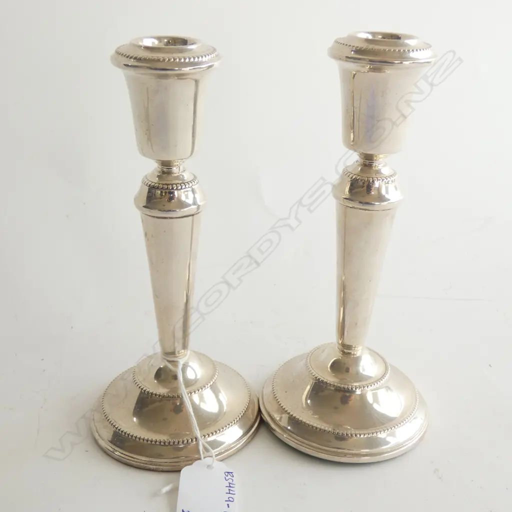 LONDON 1990 PAIR  STERLING CANDLESTICKS H.175mm TOTAL WEIGHT 530gm Image 1++
