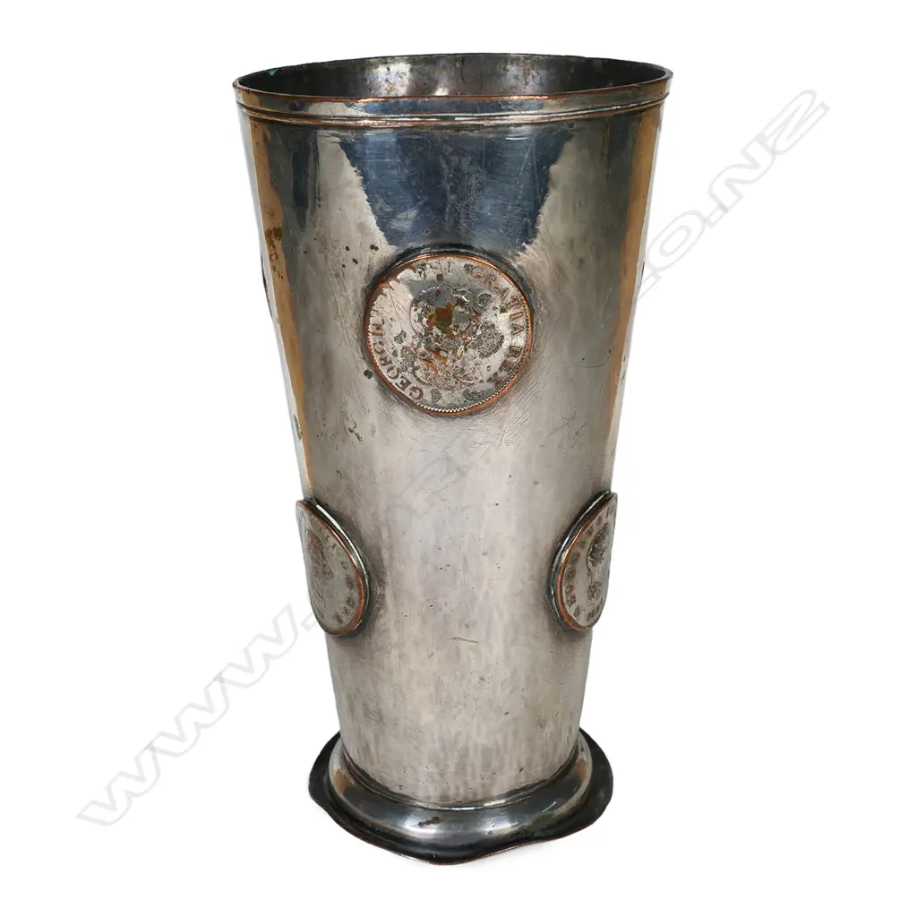 A Georgian Old Sheffield Plate tavern gambling beaker, Image 1++