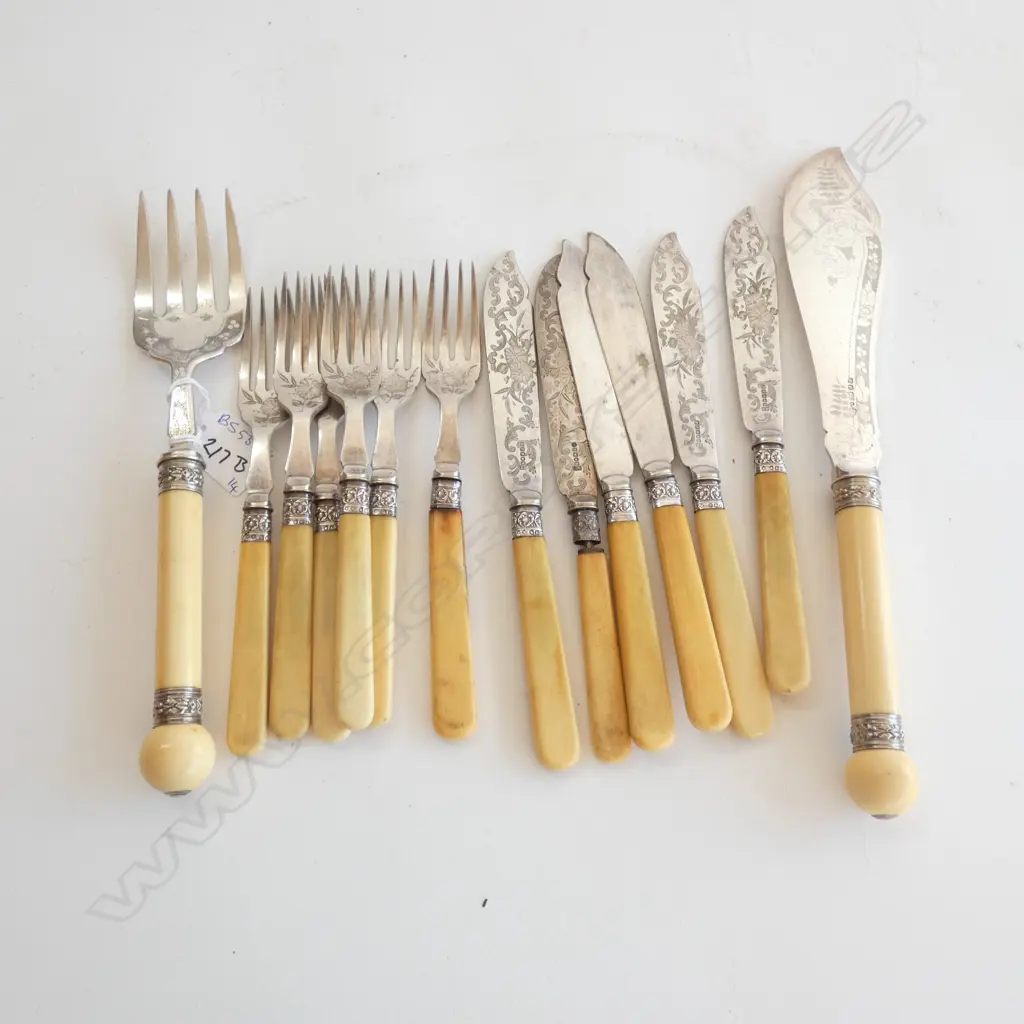 14 PCE IVORINE HANDLED FISH SET Image 1++