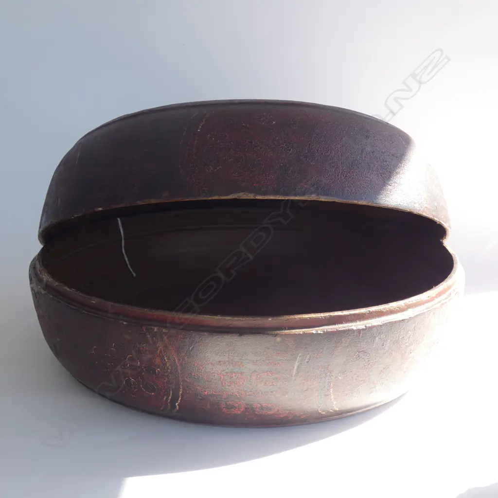OLD CHINESE RED LACQUER PAINTING BOX LEATHER ? INTERIOR Image 1++