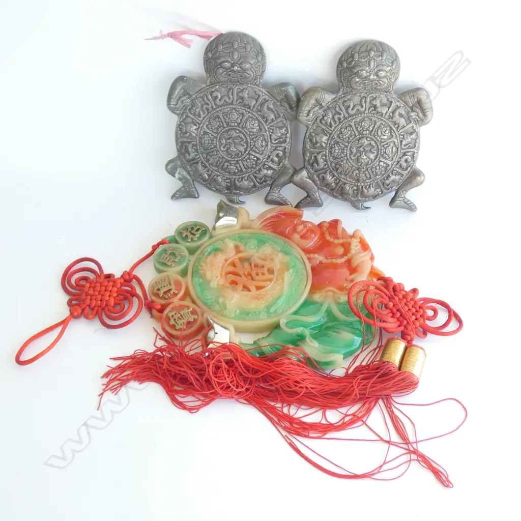 PR METAL ZODIAC PLAQUES (L200MM) &  ORIENTAL GOOD LUCK ORNAMENTAL PIECE w TASSLES H. Image 1++