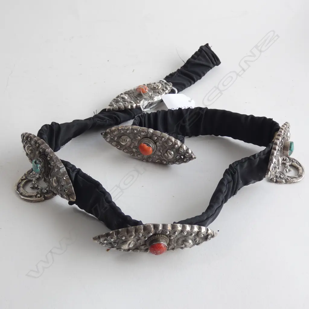 10C ATTRIB. NEPALESE BELT PIECES - CORAL & TURQUOISE Image 1++