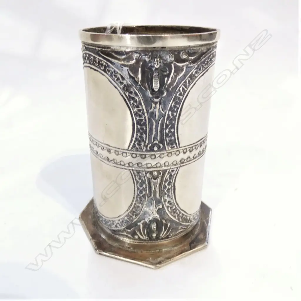 OLD ORIENTAL SILVER VASE H. 103 DIA  60MM Image 1++
