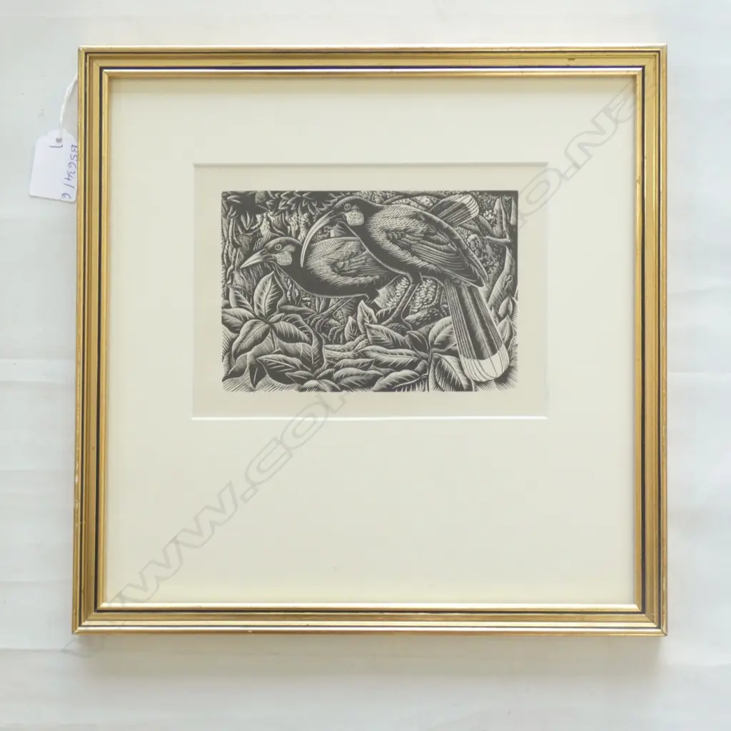 E. MERVYN TAYLOR 'HUIA' WOODBLOCK.. Image 1++
