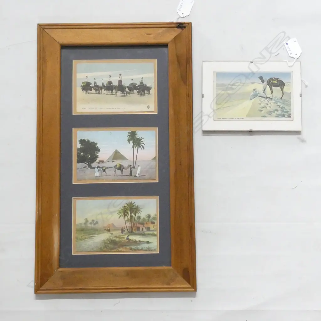 POSTCARDS BY LEHNERT ET LANDROCK, 3 POSTCARDS IN ONE FRAME, 480mm x 280mm OVERALL. AND ANOTHER IN GLAZED CLIPPED FRAME Image 1++