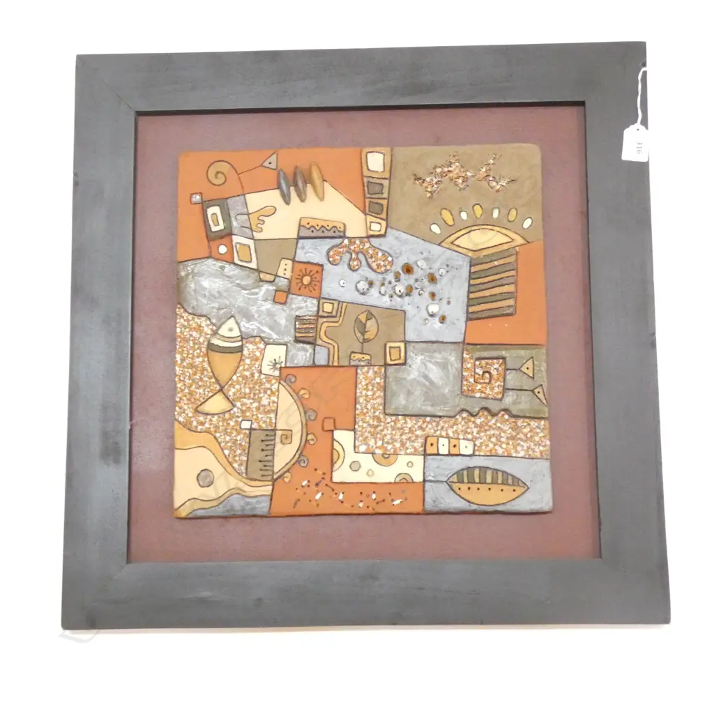 FRAMED CERAMIC ARTWORK 350mm sq Image 1++