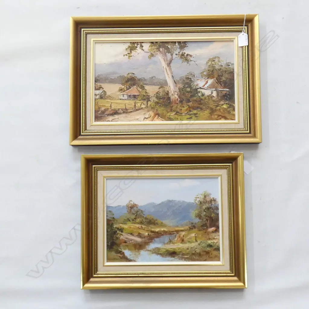 PR JOHN HINGERTY OIL ON BOARD; 'OUT FROM BELLINGEN' & CREEK CROSSING BUNGENDORE' LARGEST 360 X 210MM Image 1++