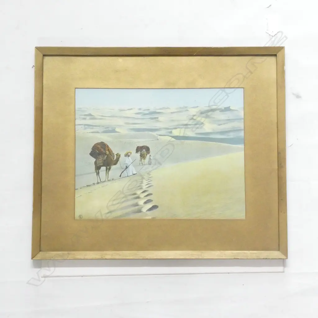 DESERT SCENES CHROMOLITHO BY LEHNERT ET LANDROCK, TITLE IS NOT VISIBLE, GILT FRAMED 420mm x 355mm OVERALL. Image 1++