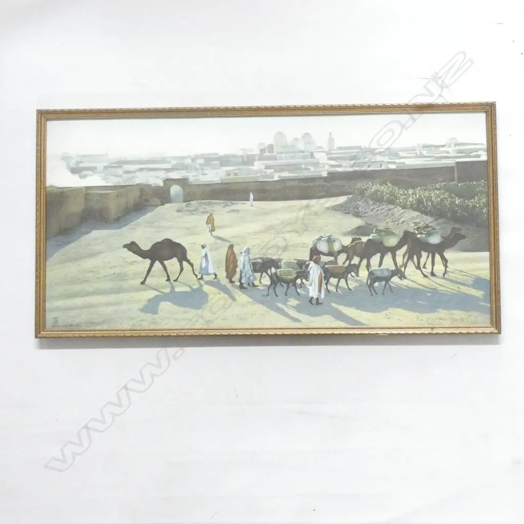 DESERT SCENES CHROMOLITHO BY LEHNERT ET LANDROCK, 5083 ‘LA VILLE SAINTE’, GILT FRAMED 600mm x 300mm OVERALL. Image 1++