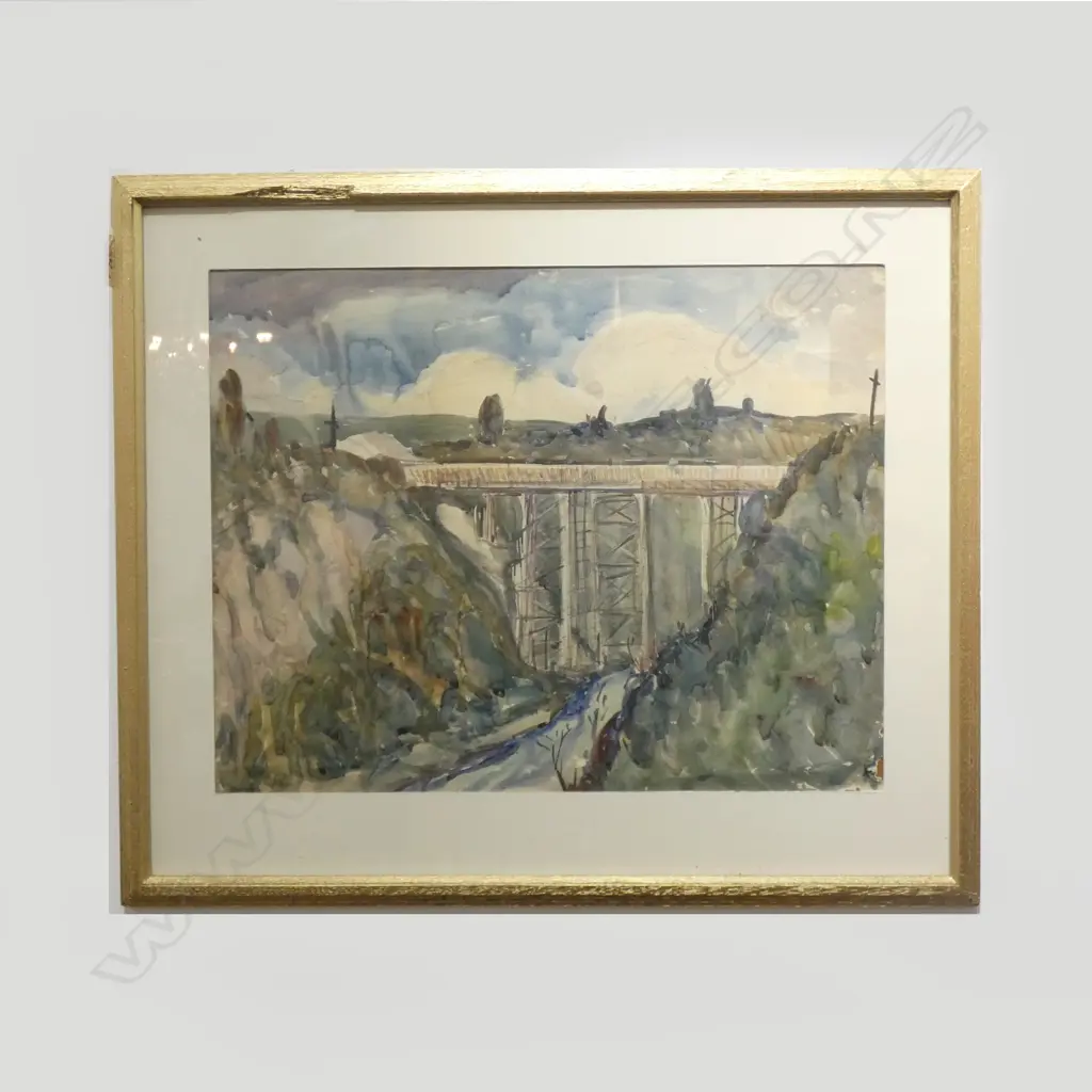 GEOFF FAIRBURN 'RAIL VIADUCT WAIKATO' W/C 340x470mm Image 1++