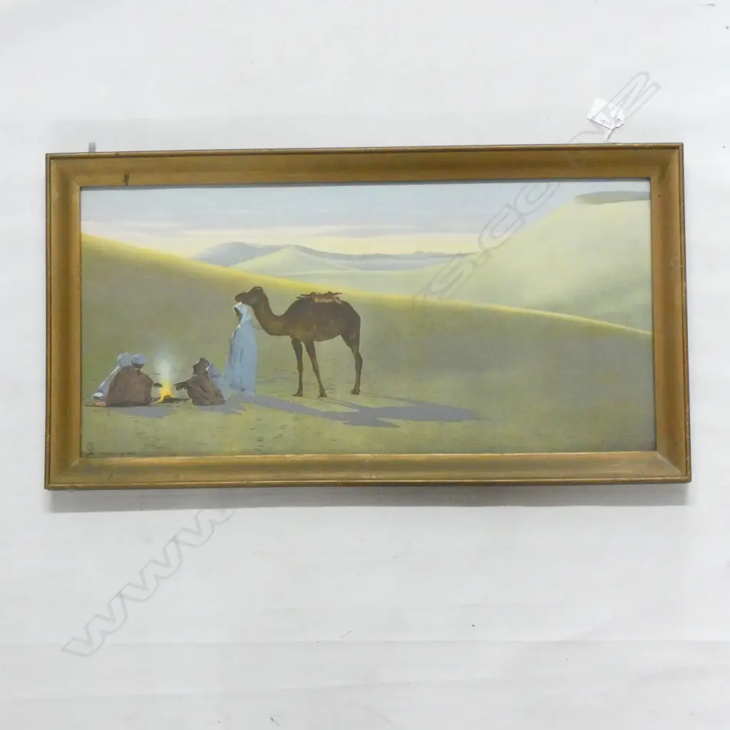 DESERT SCENES CHROMOLITHO BY LEHNERT ET LANDROCK, 5055 ‘CAMPEMENT AU DÉSERT’, 640mm x 340mm OVERALL. Image 1++