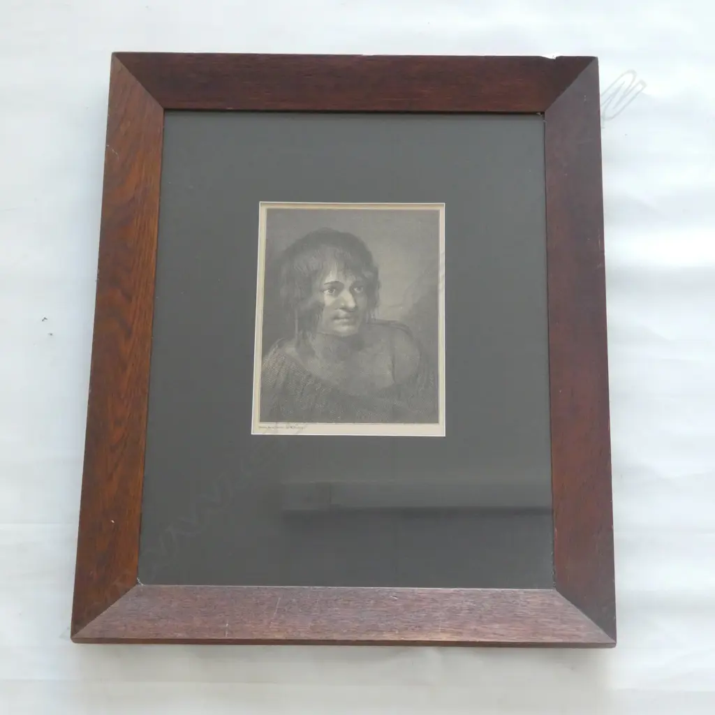 FRAMED PRINT - MAORI GIRL DRAWING BY W HODGES 180 x 240MM Image 1++