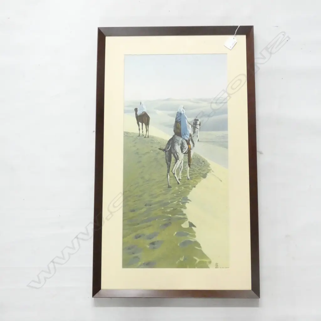 DESERT SCENES CHROMOLITHO BY LEHNERT ET LANDROCK, 5081 ‘IN THE DESERT’, (REFRAMED) 710mm x 420mm OVERALL. Image 1++