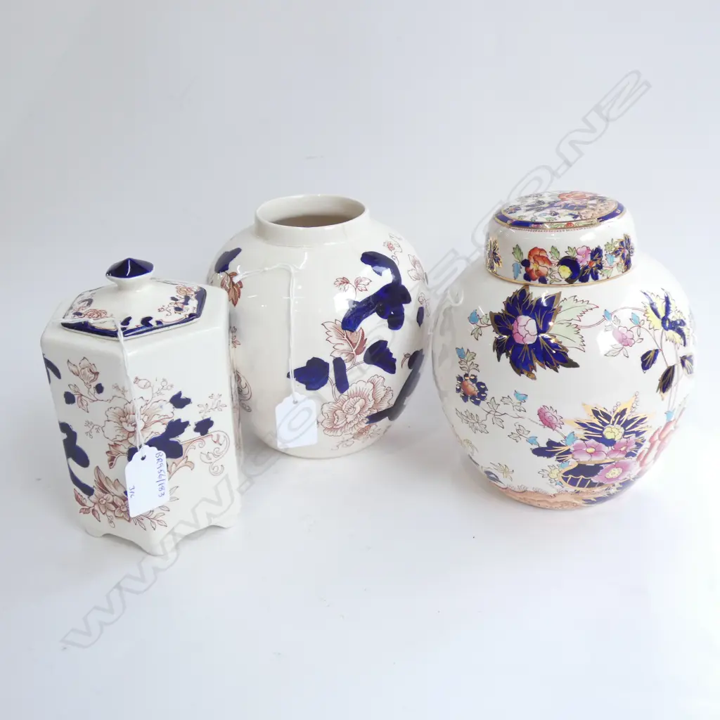 MASON IRONSTONE MANDALAY LIDDED GINGER JAR TEA CADDY & JAR Image 1++