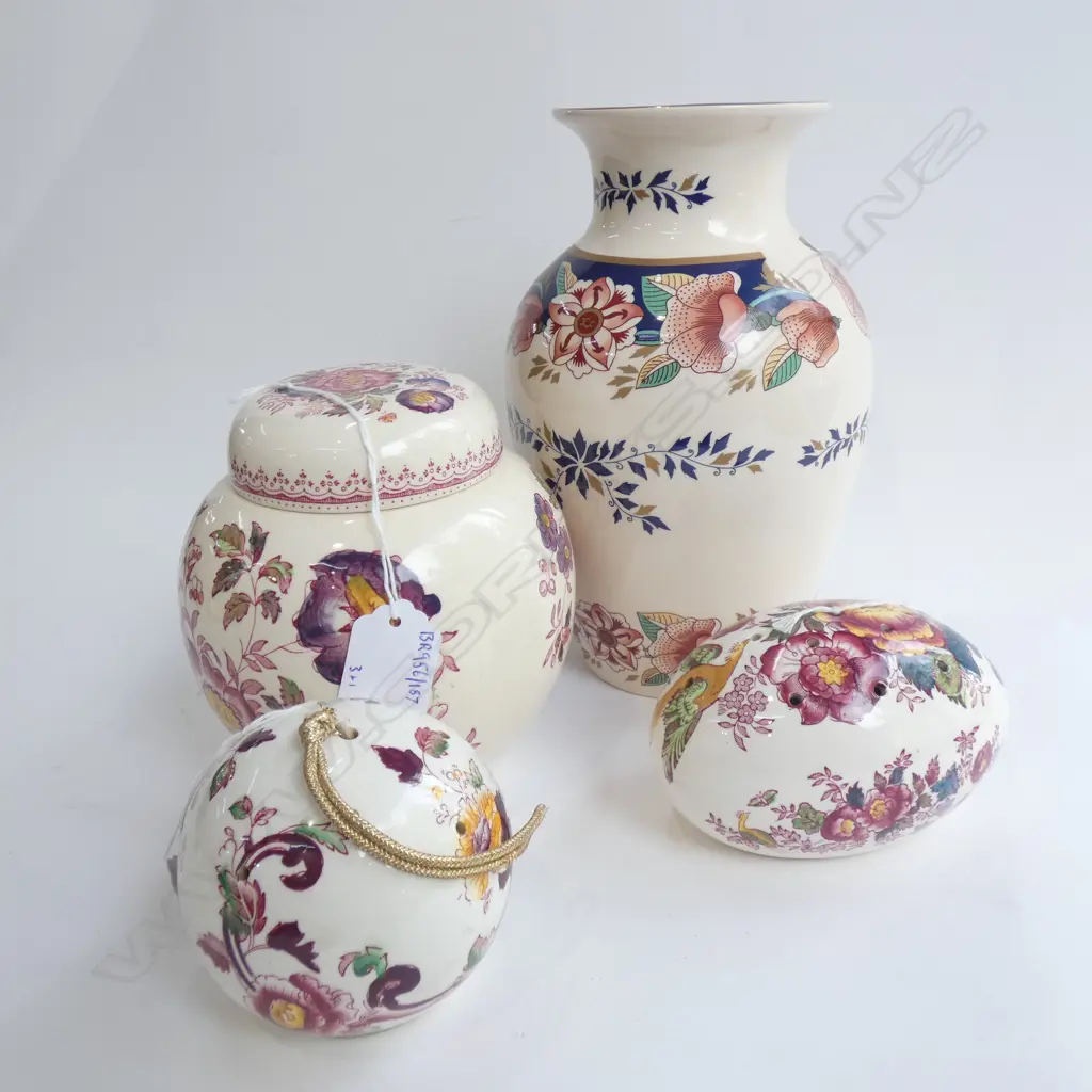 MASON IRONSTONE PAYNSLY PAT LIDDED G/JAR 2 POTPURRES & KENSINGTON PAT VASE Image 1++