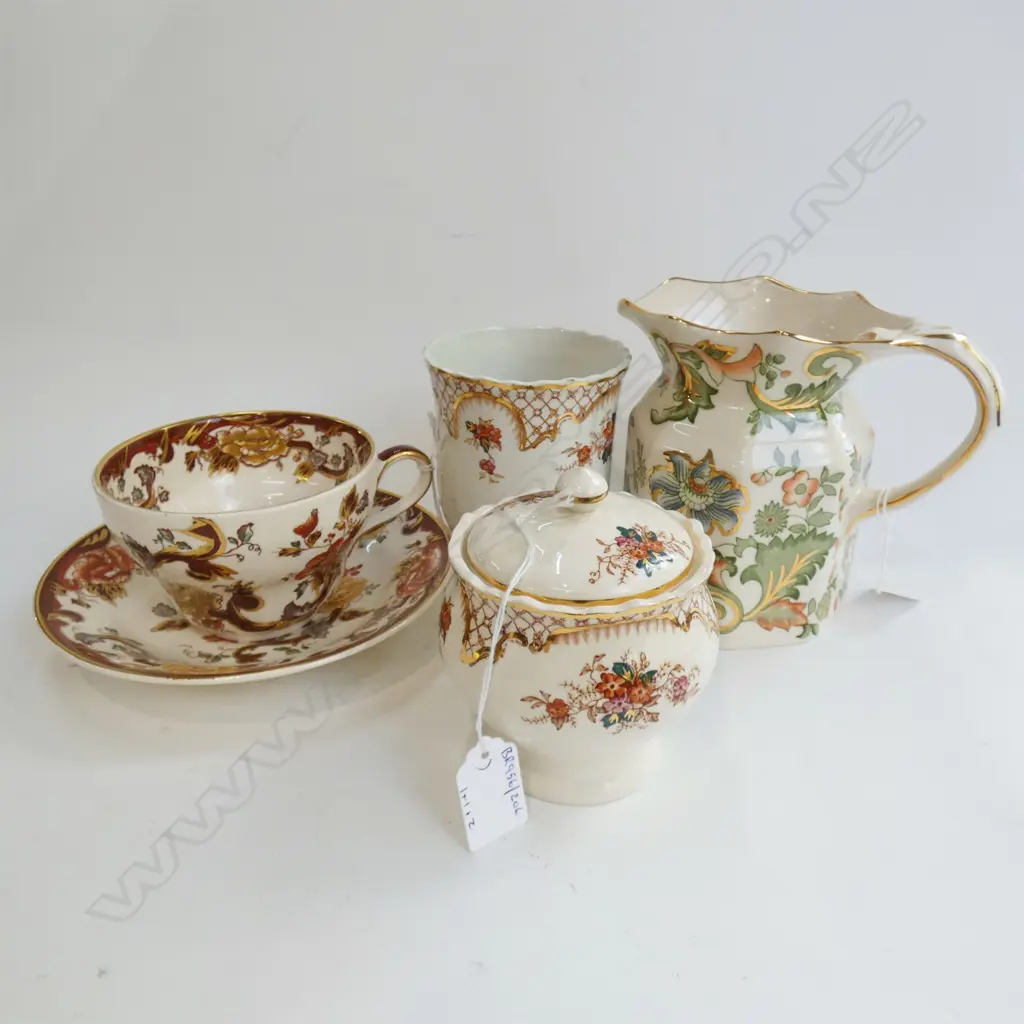 MASON IRONSTONE POLLADIAN JUG BROWN VELVET C/S & 2 PIGION END CHINA Image 1++