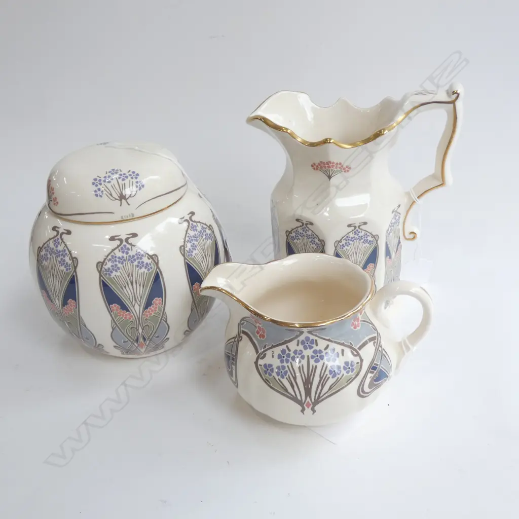 MASON IRONSTONE LIDDED GINGER JAR & 2 JUGS LIBERTY PAT Image 1++