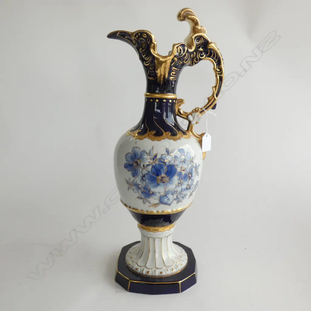 LARGE ROYAL DUX B/W & GILT EWER Image 1++