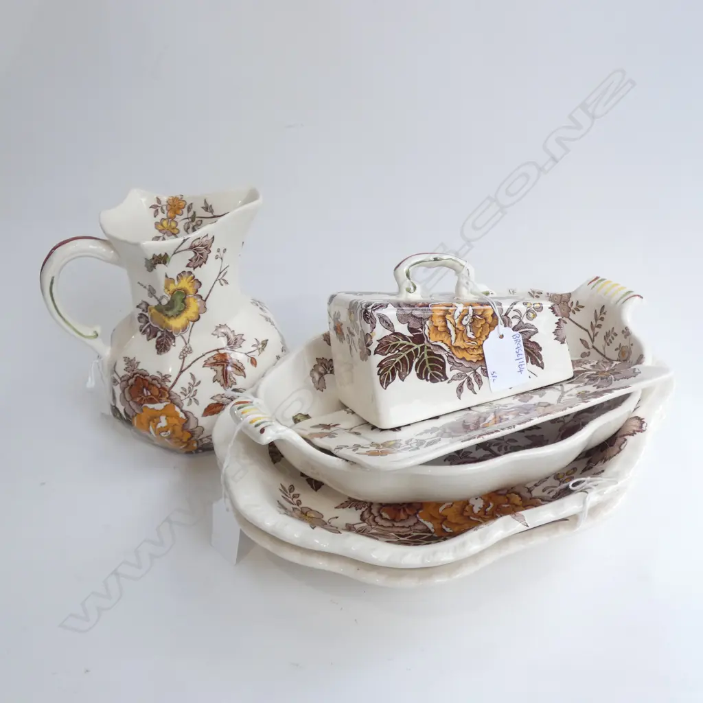 MASON IRONSTONE JUG 3 BOWLS & CHEESE WEDGE CHANTILLY PAT Image 1++