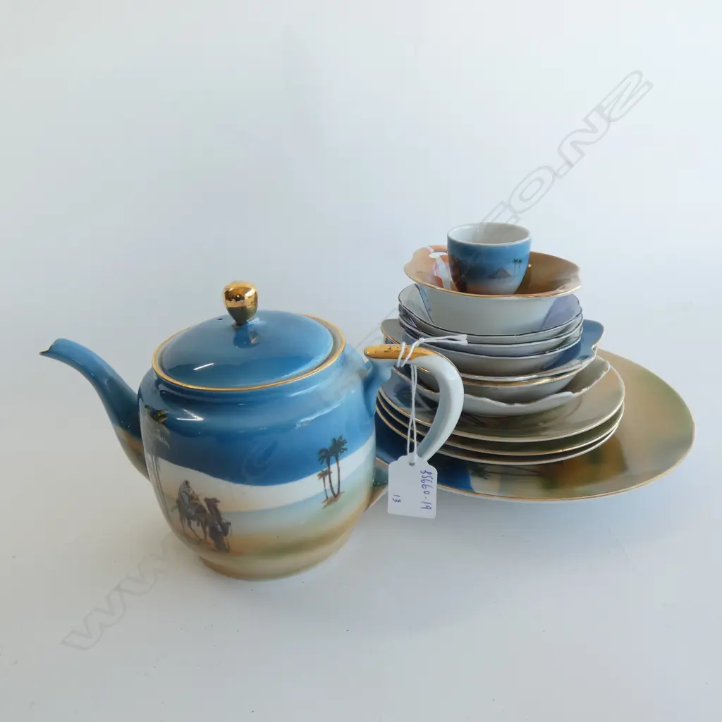 DESERT SCENE CROCKERY, 10 x NORITAKE BLUE & RED; 3 x UNKNOWN... Image 1++