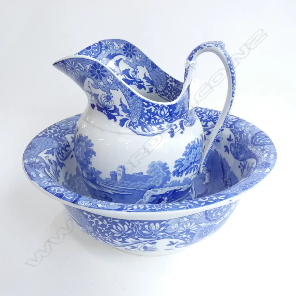 B/W COPELAND SPODE ITALIANATE WASH BOWL 315mm dia & JUG  Image 1++