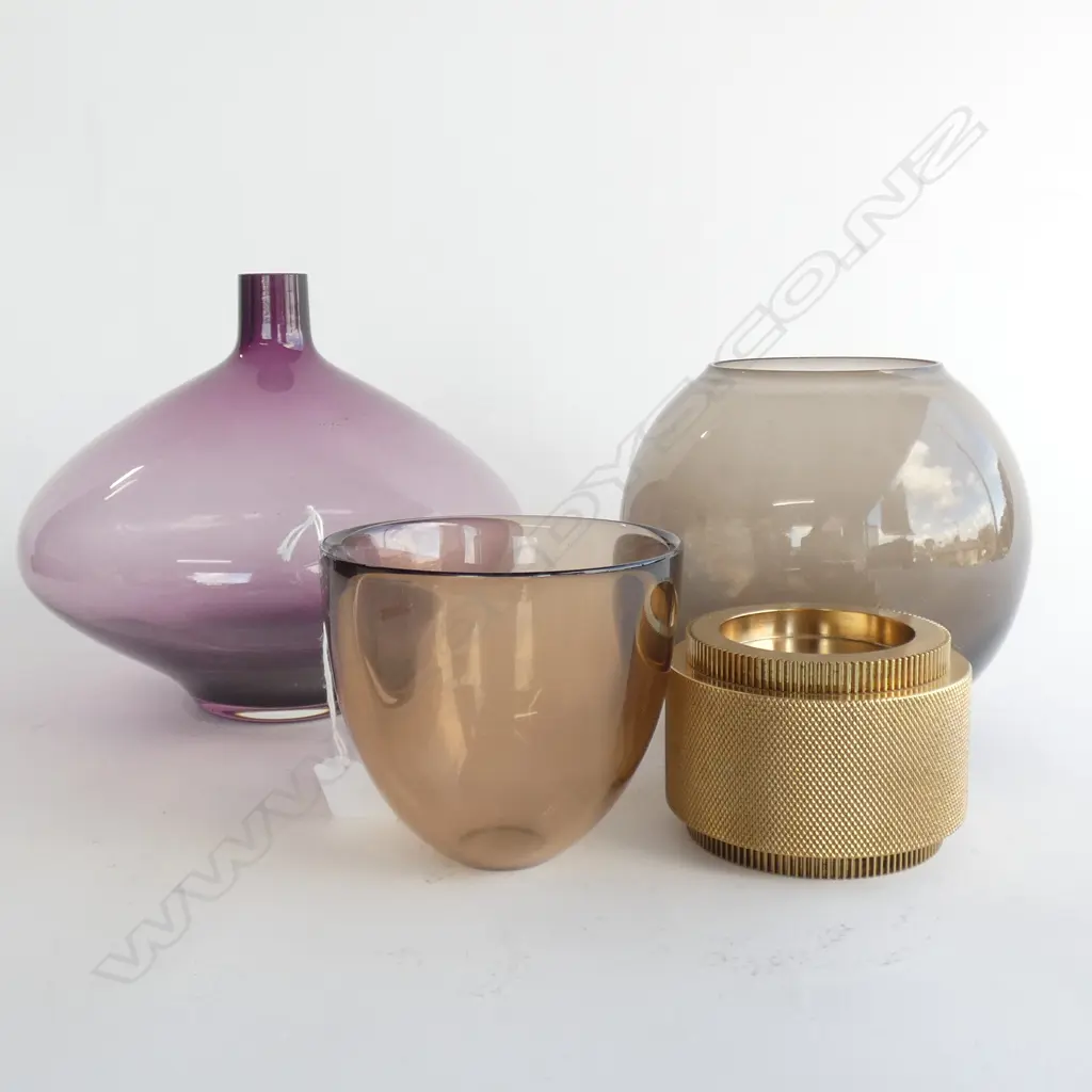 3 GLASS VASES (1 ORREFORS) + TOM DIXON ORNAMENT 100mm dia Image 1++