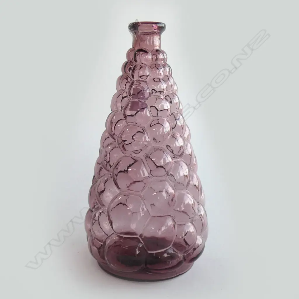 PURPLE PRESSED GLASS GENIE BOTTLE NO STOPPER H.270mm Image 1++