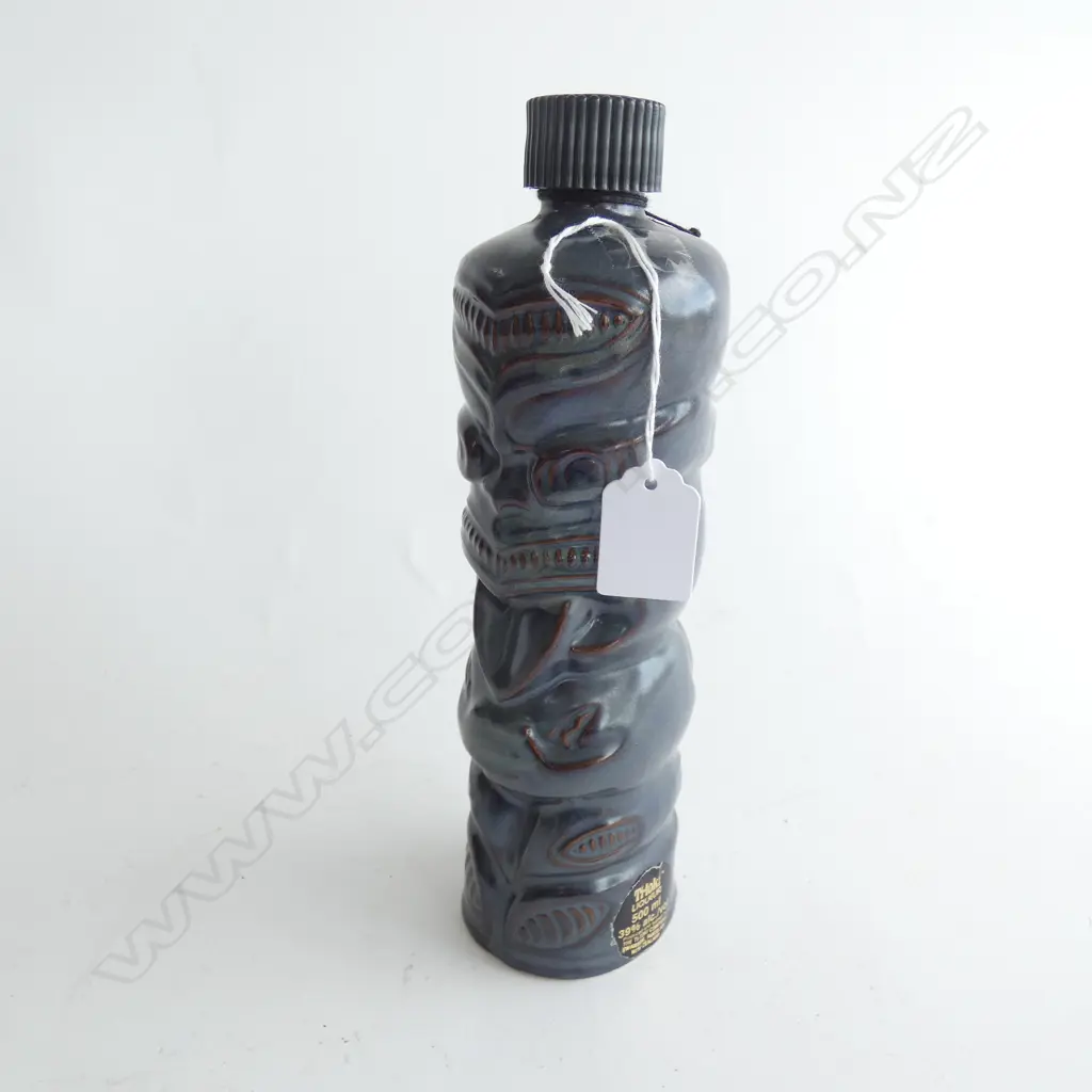 CROWN LYNN TI TOKI BOTTLE  DARK GREY/BROWN GOOD COND. SCREW TOP  LABELED 250mm    Image 1++
