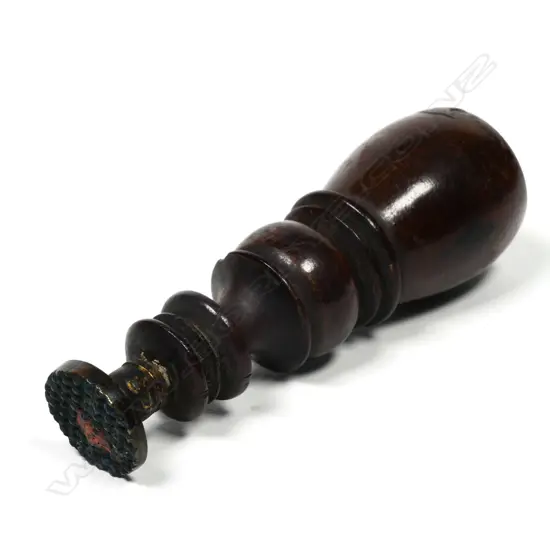 Wooden Sealing Wax Seal Turned Hardwood Handle and Brass ‘Grill” Seal