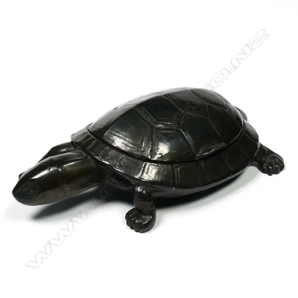 Novelty Large Cast Metal Double Stamp Compartment in the shape of a Turtle, Image 1++