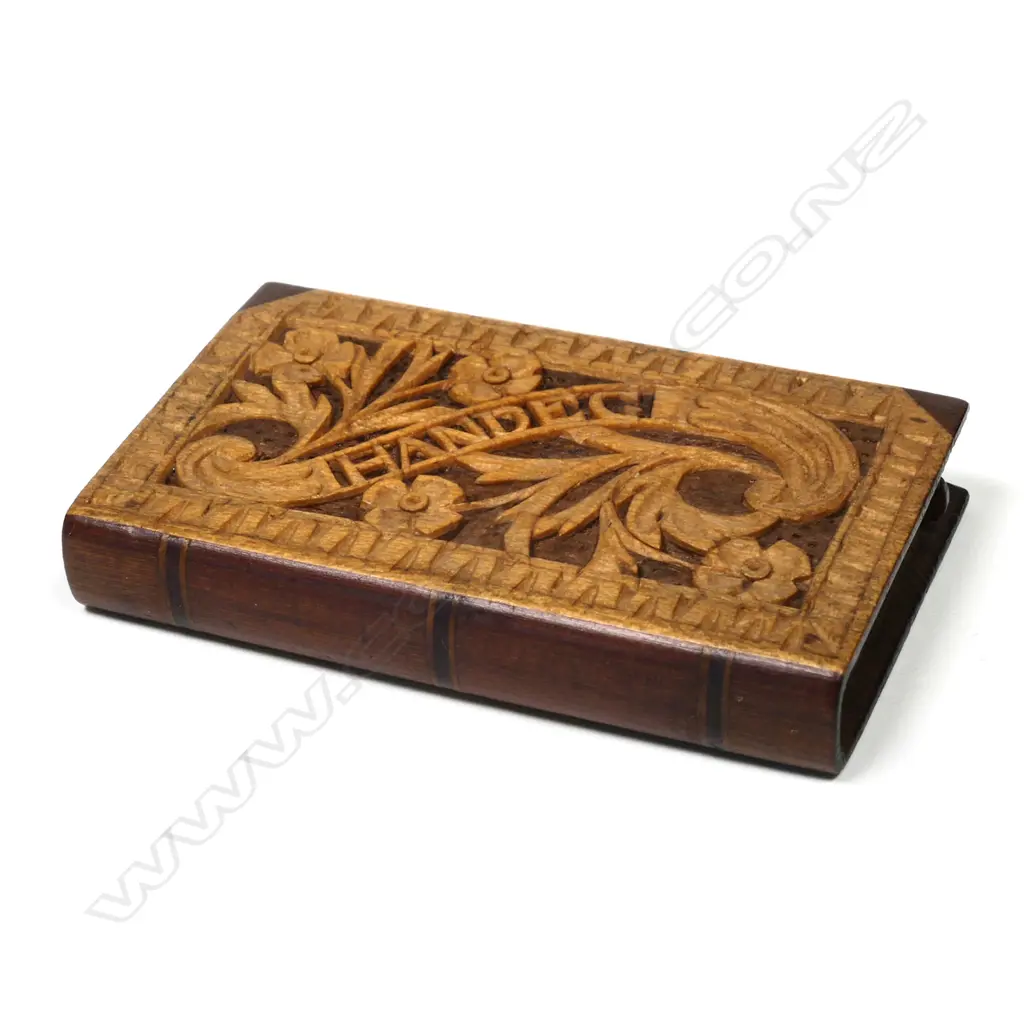 Wooden Single Stamp Compartment Case with carved front and reverse Image 1++
