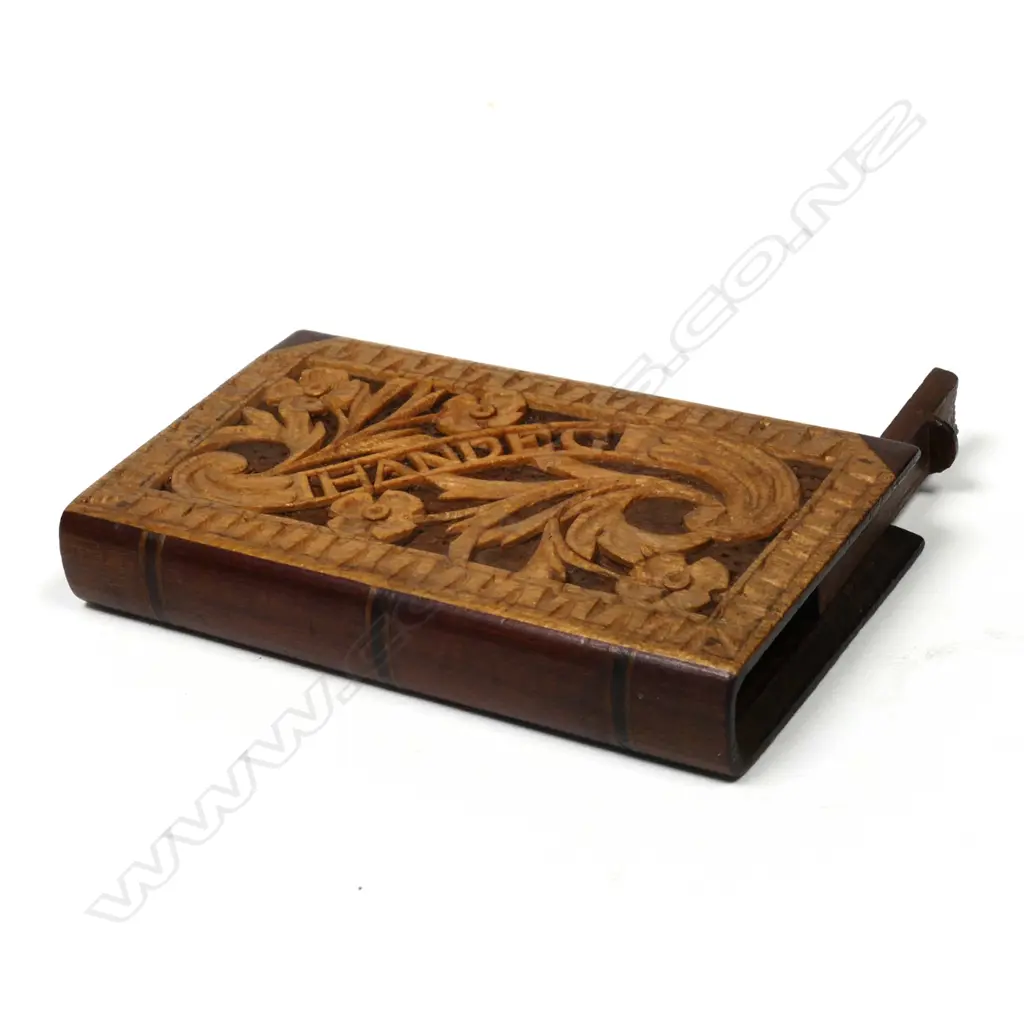 Wooden Single Stamp Compartment Case with carved front and reverse Image 1++