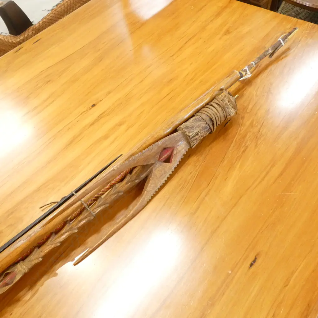 4 TRIBAL SPEARS. 1 VERY LONG 2 PCE. VARIOUS FINE BINDINGS. A.F Image 1++