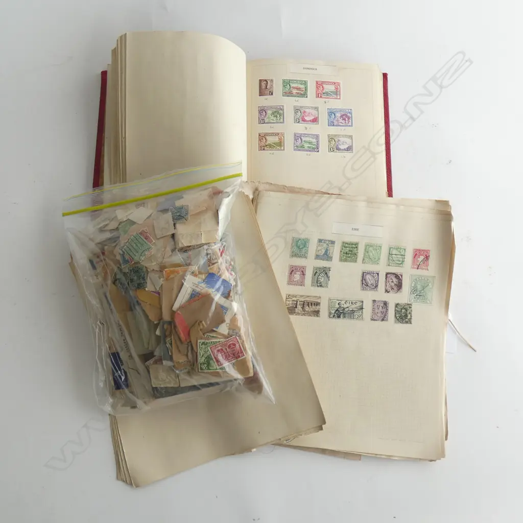 OLD WORLD STAMP COLLECTION 2 ALBUMS & BAG Image 1++