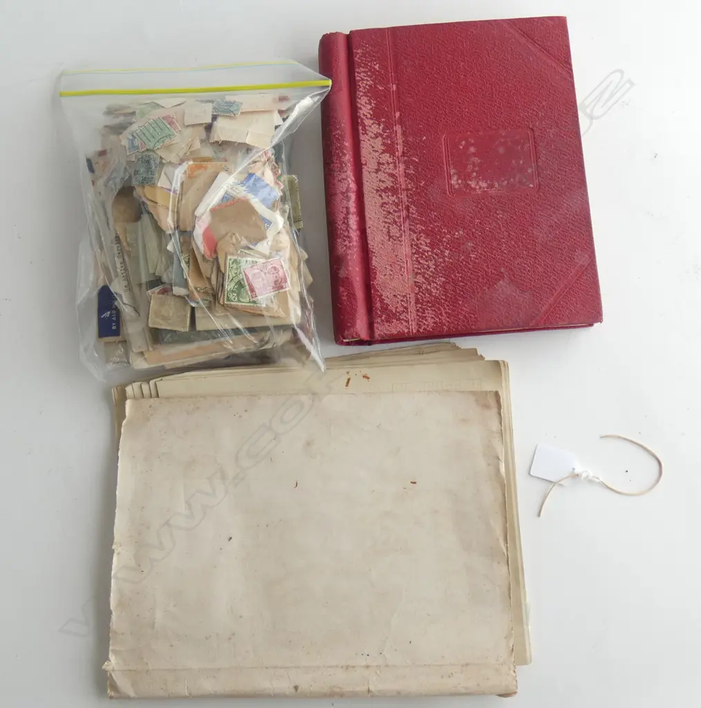 OLD WORLD STAMP COLLECTION 2 ALBUMS & BAG Image 1++
