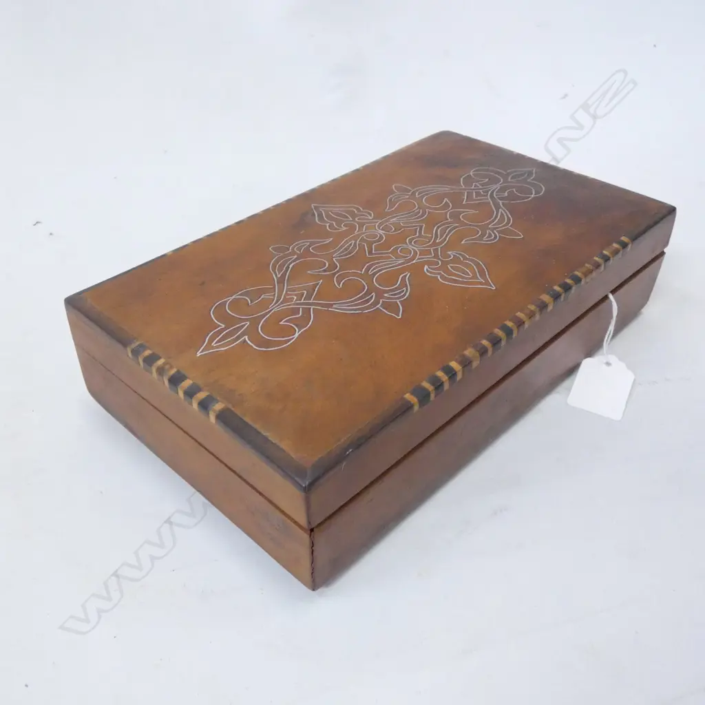 WOODEN BOX INLAID WITH SILVER  140 X 240MM Image 1++