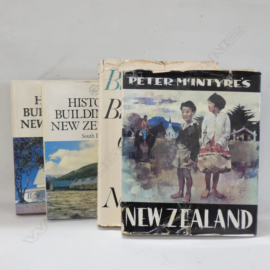 4 BOOKS; PETER MCINTYRE, BULLERS BIRDS OF NZ, HISTORIC BUILDINGS ON NZ Image 1++