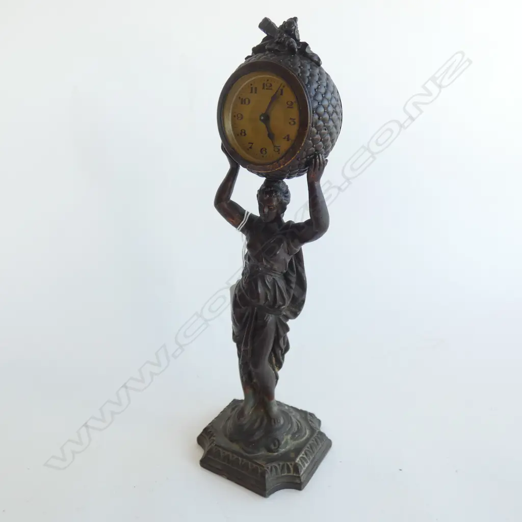 GERMAN SPELTER CLOCK H.300mm WORKING Image 1++